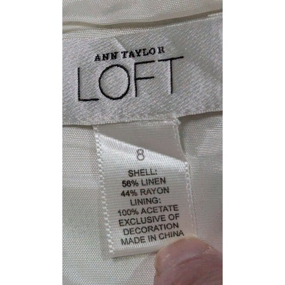 Ann Taylor Loft size 8 Sunflower Print  Linen Blend A-Line Dress  Green Trim - Picture 8 of 12